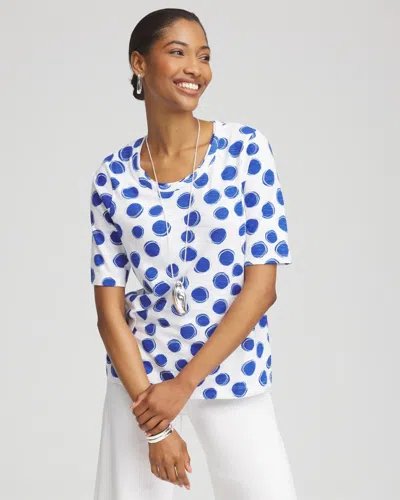 Chico's Polka-dot Short Sleeve Tee In White