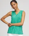 Chico's Polka-dot Sleeveless V-neck Tank In Green In Green