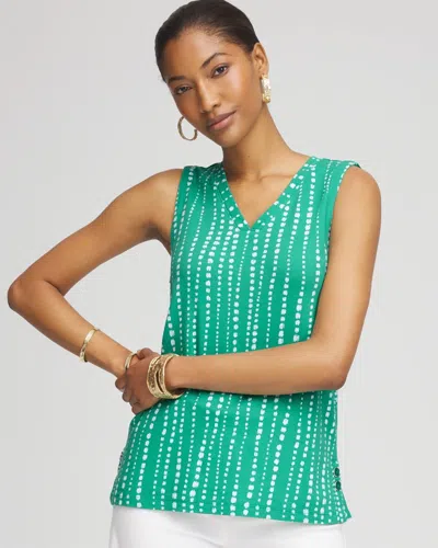 Chico's Polka-dot Sleeveless V-neck Tank In Green