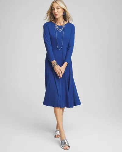 Chico's Ponte A-line Midi Dress In Blue Size 16/18 |  In Royal Blue