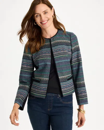 Chico's Ponte Jacquard Fringe Jacket In Lurex Multi Novelty