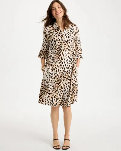 Chico's Ponte Knit Flounce Sleeve Dress In Brown