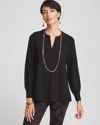 Chico's Ponte Notch Neck Tunic Top In Black Size 8/10 |  In Black