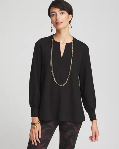 Chico's Ponte Notch Neck Tunic Top In Black Size 8/10 |