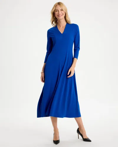 Chico's Ponte Seamed Midi Dress In Planetary Blue