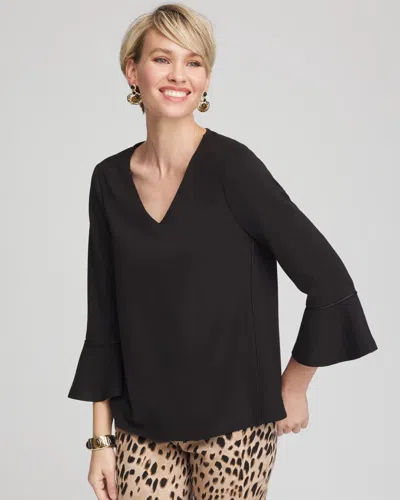Chico's Ponte V-neck Tee In Black