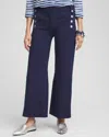 Chico's Button Knit Twill Cropped Pants In Blue Size 18 |  In Passport Blue