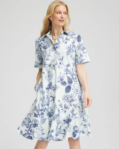 Chico's Poplin Butterfly Print Dress In Mint Size 12/14 |