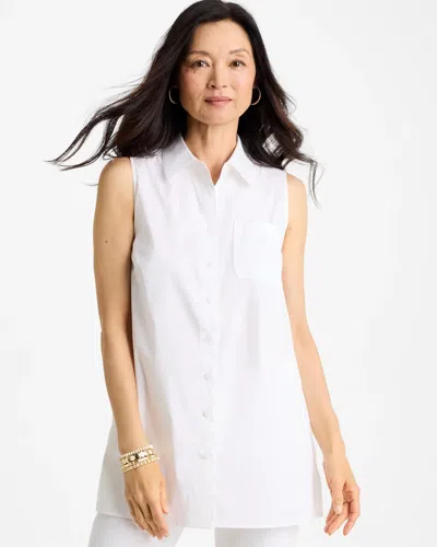 Chico's Poplin Cotton Collared Tunic In White