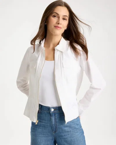 Chico's Poplin Cotton Lace Peplum Jacket In White