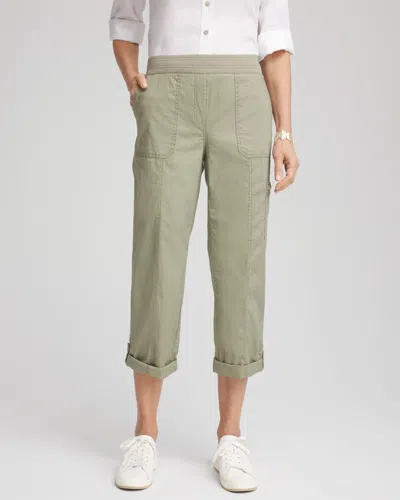 Chico's Poplin Cropped Pants In Green