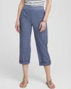 CHICO'S POPLIN CROPPED PANTS IN SOFT SLATE SIZE 8 | CHICO'S
