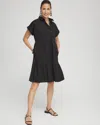 CHICO'S POPLIN DIAGONAL BUTTON FRONT DRESS IN BLACK SIZE 18 | CHICO'S