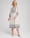 Chico's Poplin Embellished Midi Dress In White Size 16/18 |  In Ecru