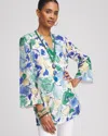 Chico's Poplin Eyelet V-neck Tunic Top In Turkish Sea Size 16/18 |  In Turkish Sea