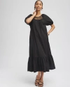 CHICO'S POPLIN LADDER DETAIL DRESS IN BLACK SIZE 16/18 | CHICO'S