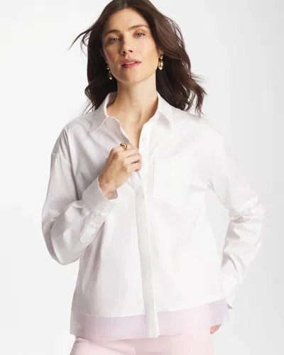 Chico's Poplin Organza Collared Shirt In White