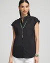 Chico's Poplin Patch Pocket Shirt In Black Size 20/22 |  In Black