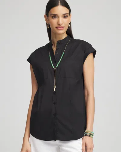 Chico's Poplin Patch Pocket Shirt In Black Size 20/22 |