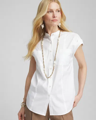 CHICO'S POPLIN PATCH POCKET SHIRT IN WHITE SIZE 20/22 | CHICO'S