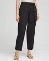 Chico's Poplin Pull-on Tapered-leg Cropped Pants In Black Size 18 |  In Black