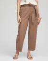 Chico's Poplin Pull-on Tapered-leg Cropped Pants In Teakwood Size 4 |  In Teakwood