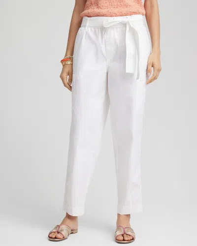 Chico's Poplin Pull-on Tapered-leg Cropped Pants In White Size 16/18 |  In Alabaster