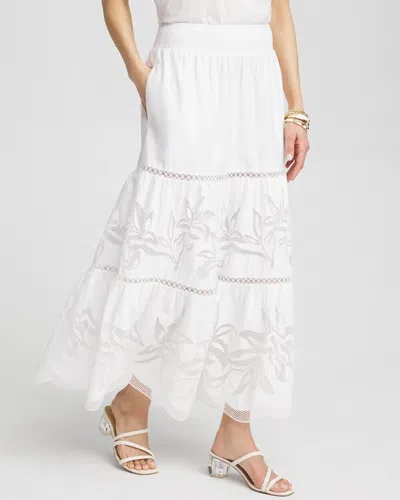 Chico's Poplin Pull-on Maxi Skirt In White Size 16p/18p |