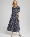 Chico's Poplin Smocked Waist Maxi Dress In Blue Size 12/14 |  In Passport Blue