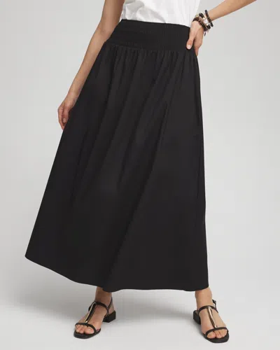 Chico's Poplin Smocked Waist Skirt In Black Size 20/22 |