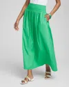 CHICO'S POPLIN SMOCKED WAIST SKIRT IN GRASSY GREEN SIZE 8/10 | CHICO'S