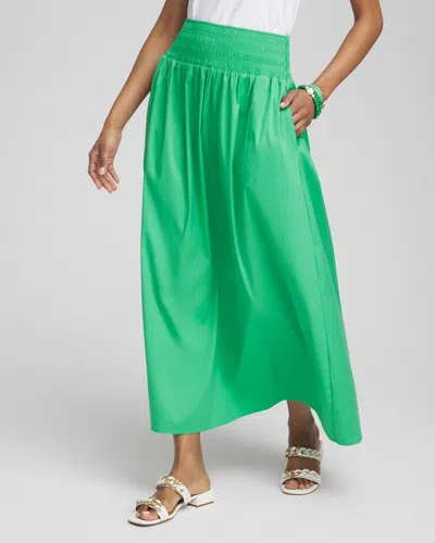 Chico's Poplin Smocked Waist Skirt In Grassy Green Size 8/10 |
