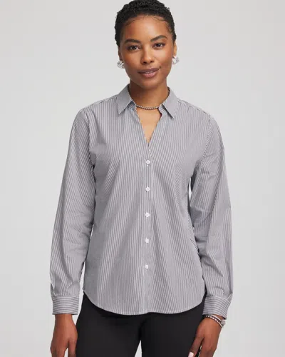 Chico's Poplin Stripe Shirt In Black