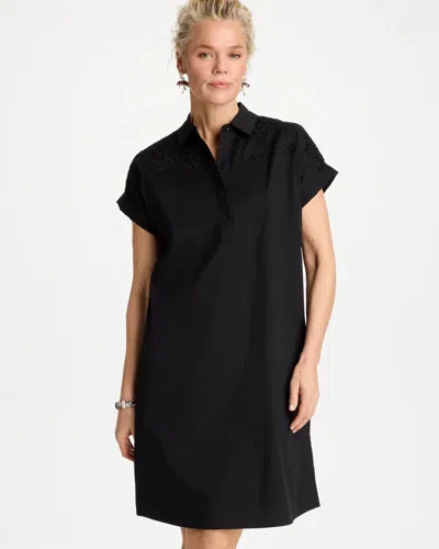 Chico's Popover Embroidered Poplin Dress In Black