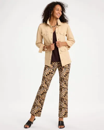 Chico's Prestige Cheetah Juliet Straight Ankle Pants In Black