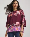 Chico's Printed Boatneck Pullover Poncho In Deep Chianti In Brown