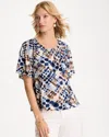 Chico's Printed Bodre Tee In Blue In Multi
