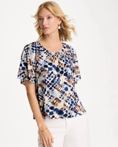 Chico's Printed Bodre Tee In Blue In Multi