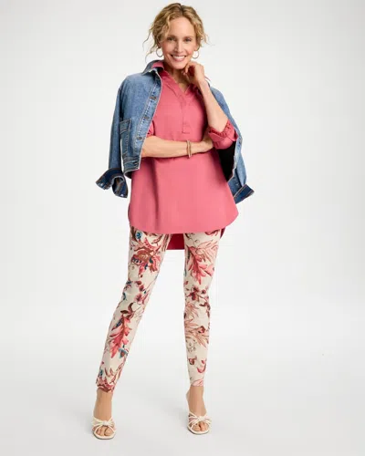 Chico's Printed Brigitte Slim Pull-on Ankle Pants In Cream In Natural Cream
