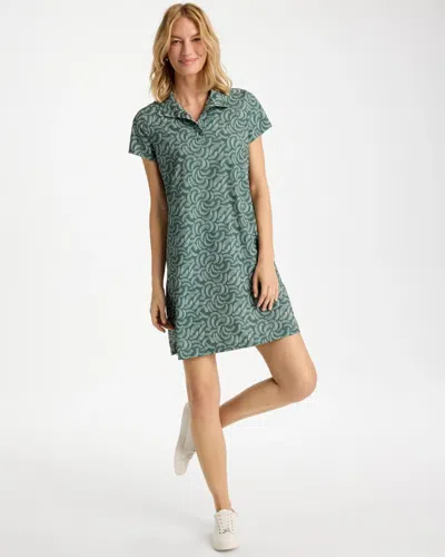 Chico's Printed Cap-sleeve Bungee Dress In Kelp Forest In Green