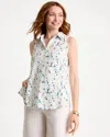 Chico's Printed Collared Tunic Tank In Sage Lime In Multi