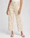 Chico's Printed Cropped Straight-leg Pants In White In Sand