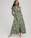 Chico's Printed Long-sleeved Shirtdress In Darkest Spruce In Green