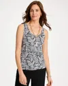 Chico's Printed Microfiber Tank In Black In Black