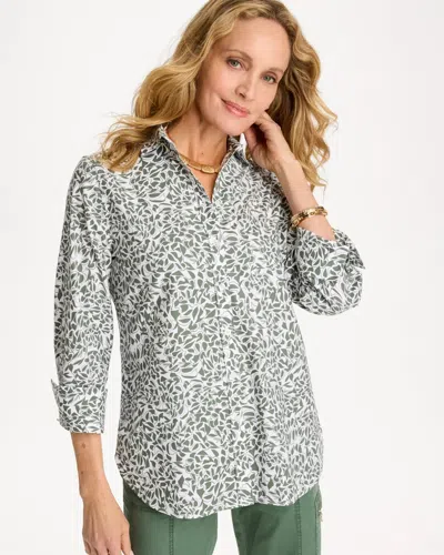 Chico's Printed No Iron Stretch Shirt In Kelp Forest In Multi