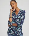 Chico's Printed Pima 3/4 Sleeve Tee In Blue In Blue
