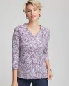 Chico's Printed Pima 3/4 Sleeve Tee In Cream In Multi