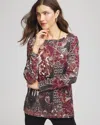 Chico's Printed Pima Cotton Bateau-neck Tee In Rocky Mountain In Multi