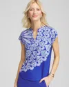 Chico's Printed Polo In Blue