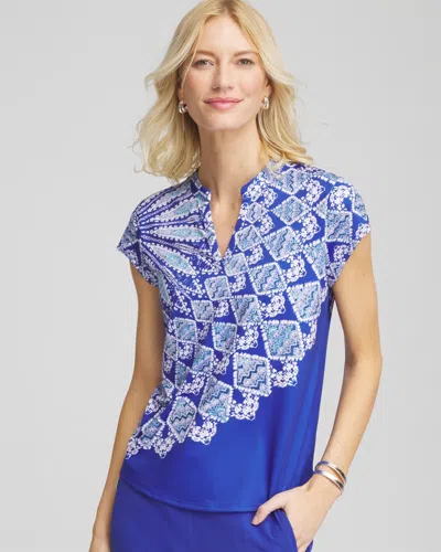 Chico's Printed Polo In Blue